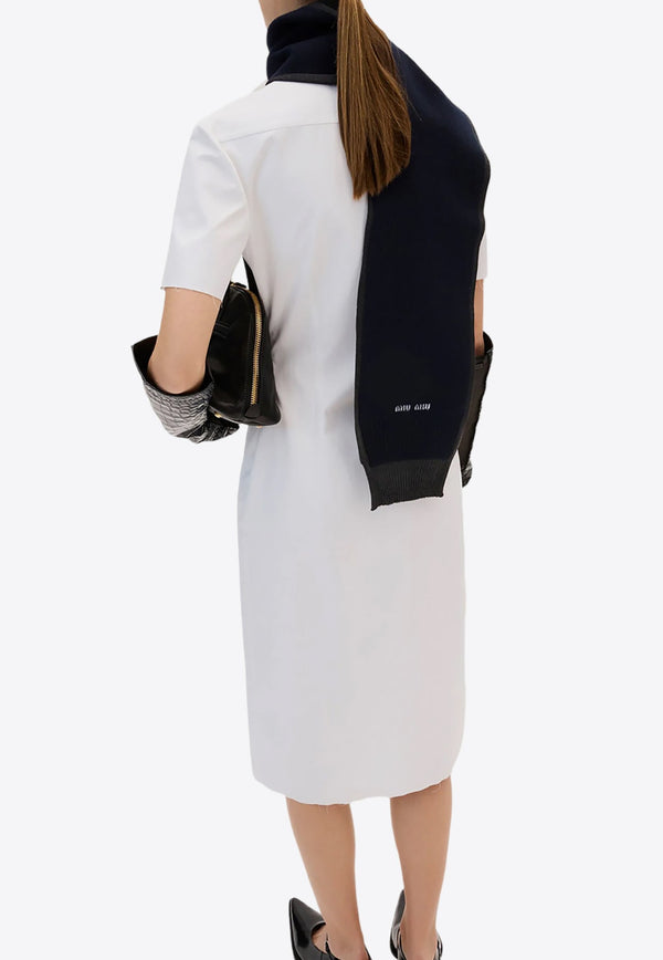 Logo Embroidered Midi Shirt Dress