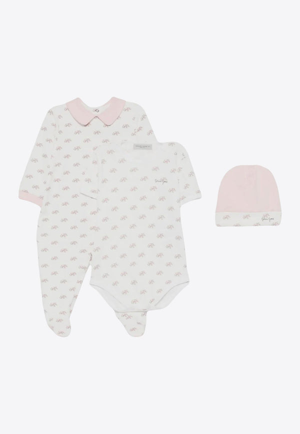 Baby Girls Elephant Print Onesie Set - Set of 3