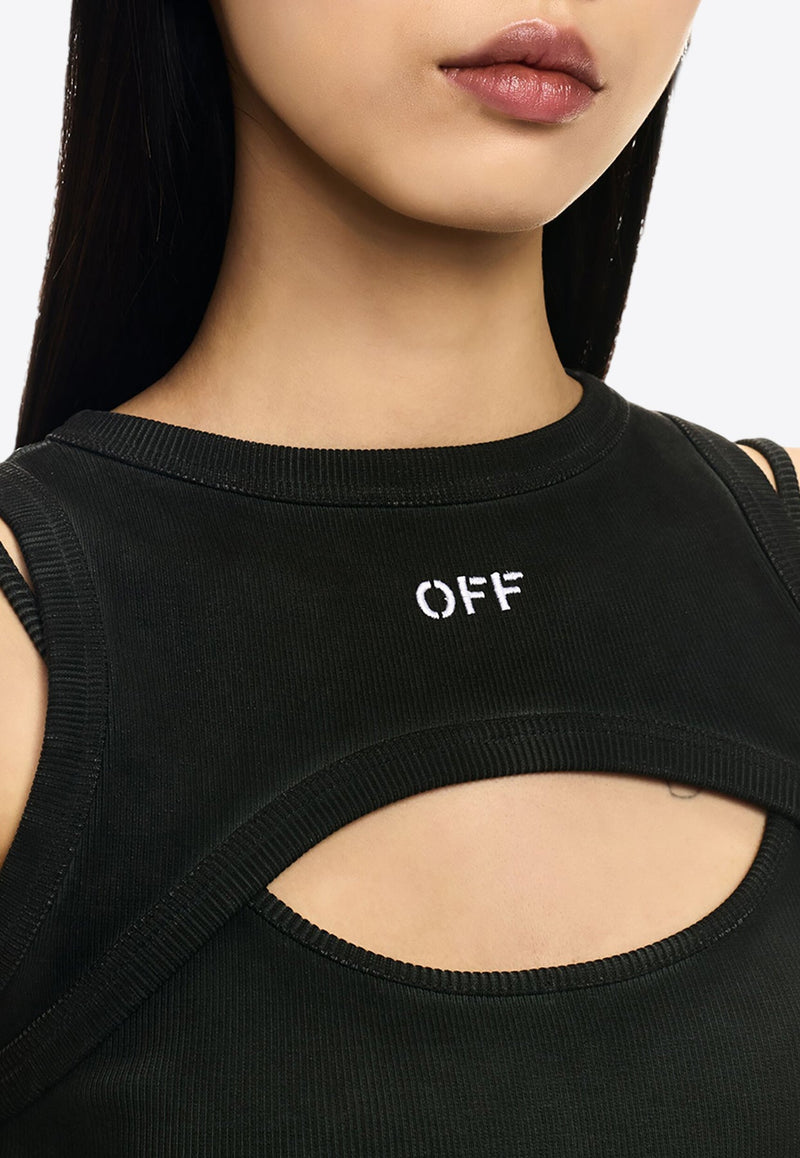 Off Stamp Rib Knit Cut-Out Top