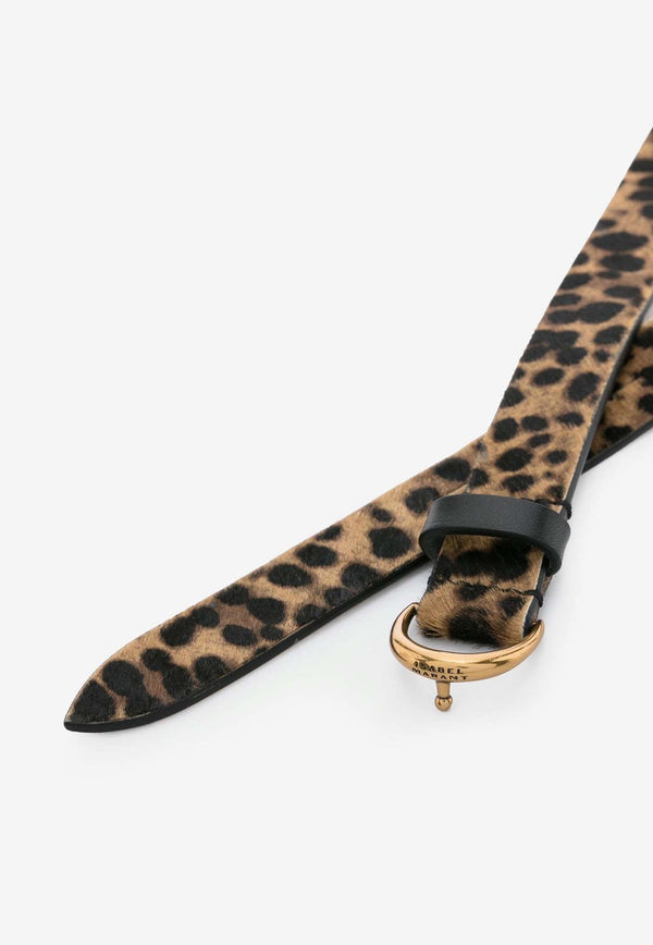 Luno Leopard Print Leather Belt