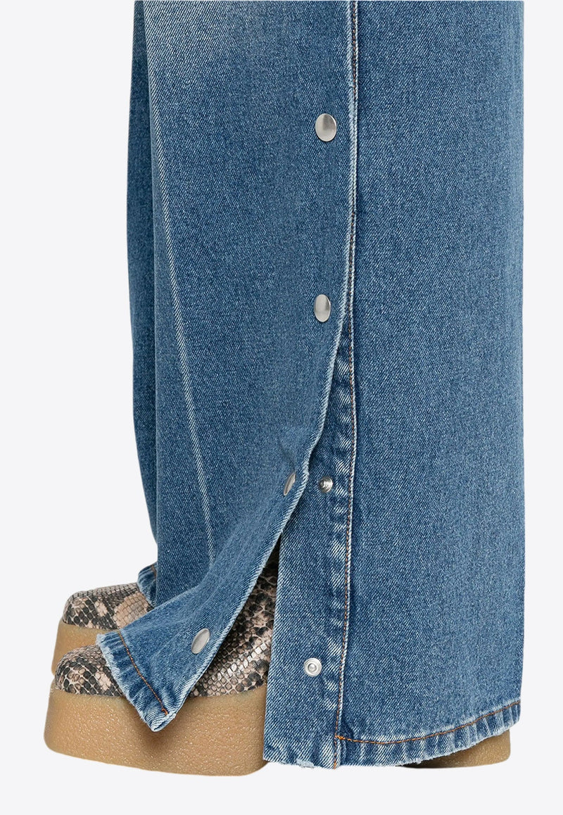 Snap Stud-Embellished Jeans