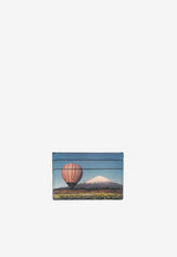 Balloon Mount Fuji Print Leather Cardholder