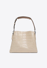 Willow Croc-Embossed Leather Shoulder Bag