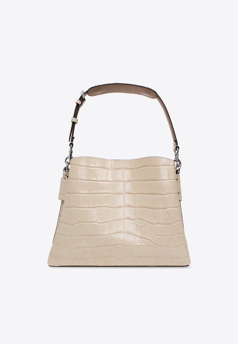 Willow Croc-Embossed Leather Shoulder Bag