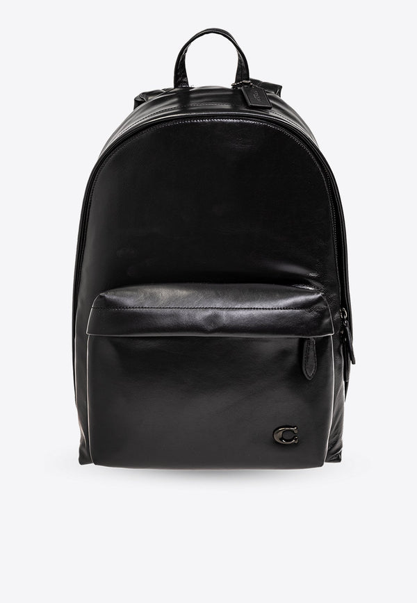 Hall Logo Plaque Leather Backpack