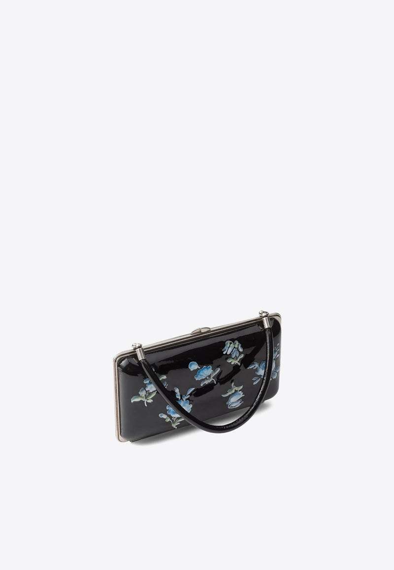 Floral Print Patent Leather Clutch