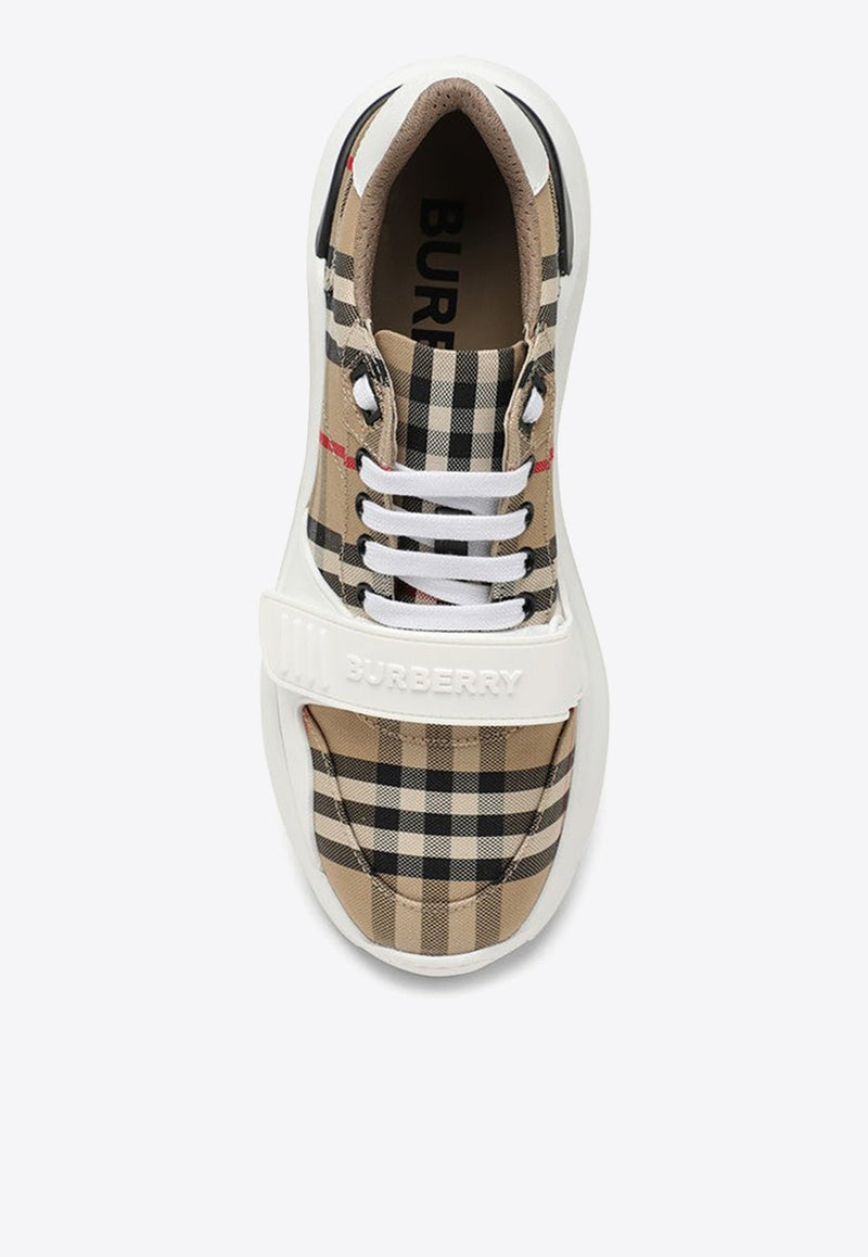 Paneled Checked Low-Top Sneakers