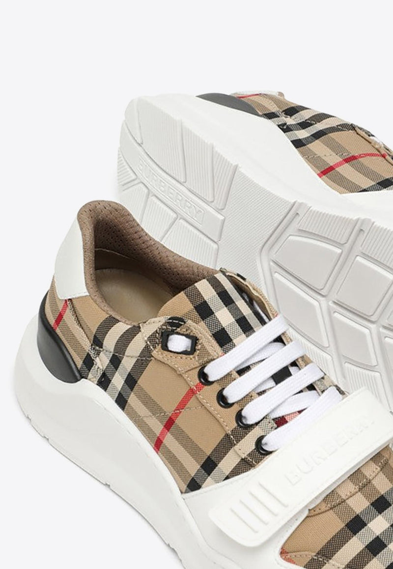 Paneled Checked Low-Top Sneakers