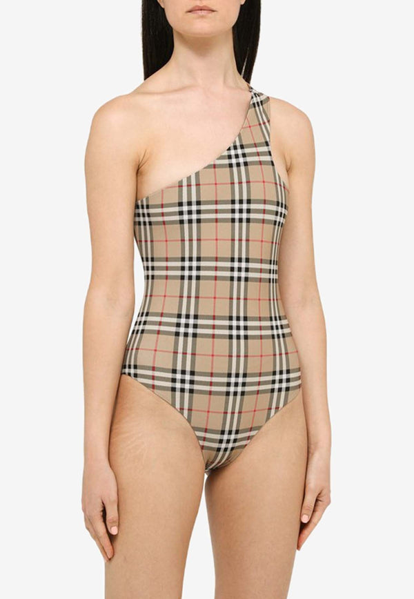 Vintage Check One-Shoulder Swimsuit