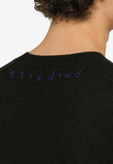 Reversed Logo Embroidery Wool Pullover Sweater