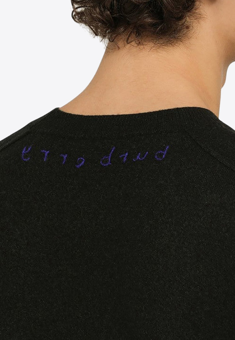 Reversed Logo Embroidery Wool Pullover Sweater