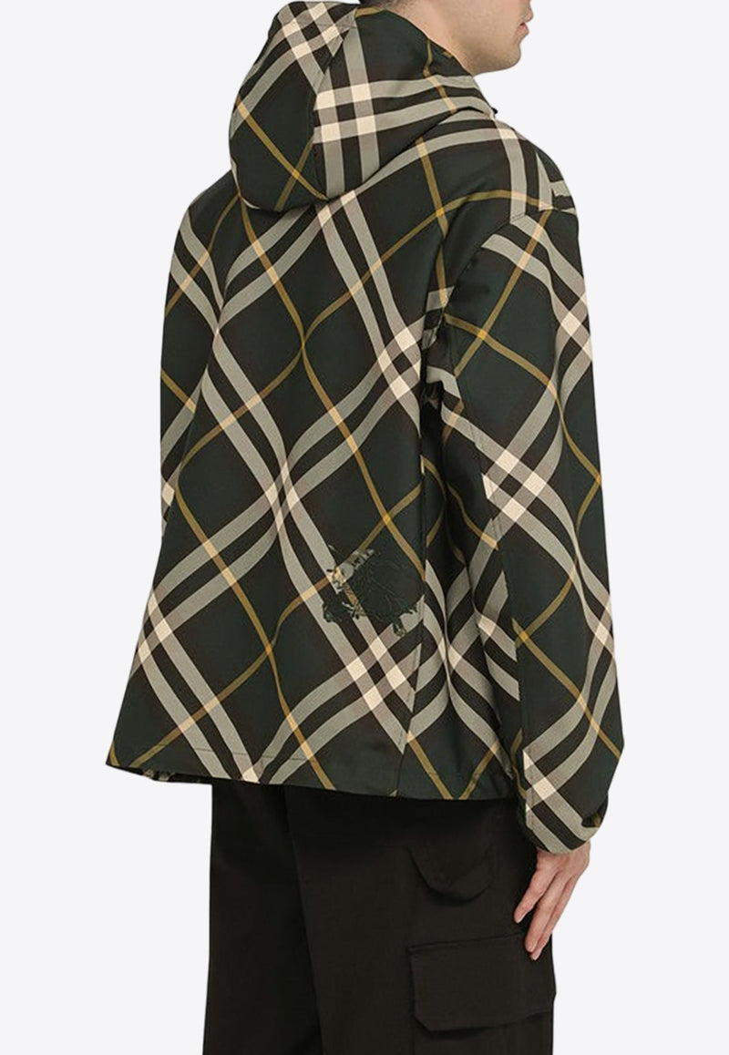 Checked Hooded Zip-Up Jacket