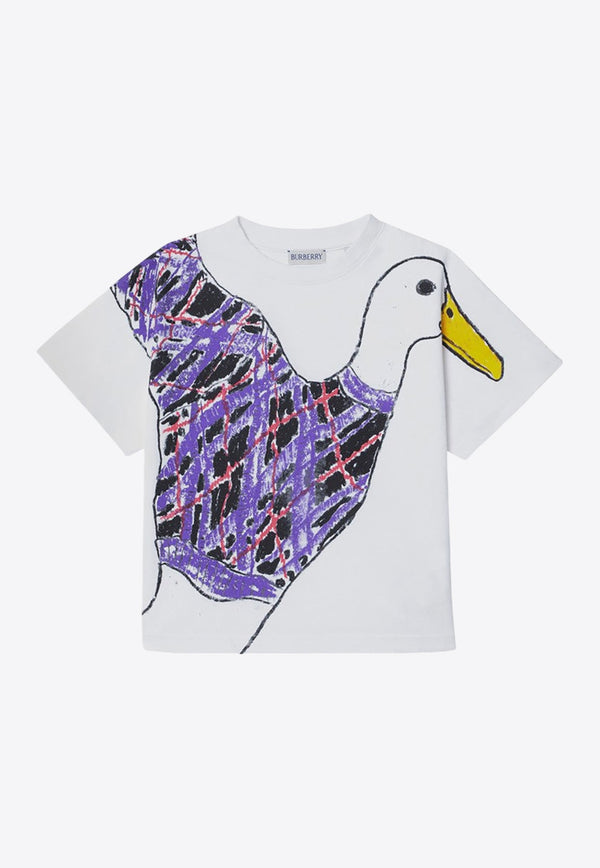 Girls Goose Print Crewneck T-shirt