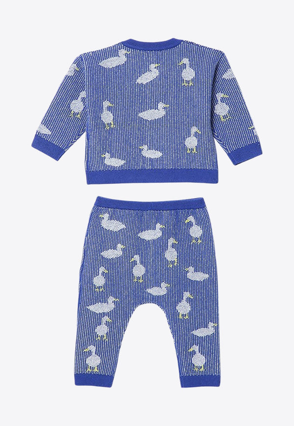 Babies Jacquard Ducks Cardigan and Pants Set