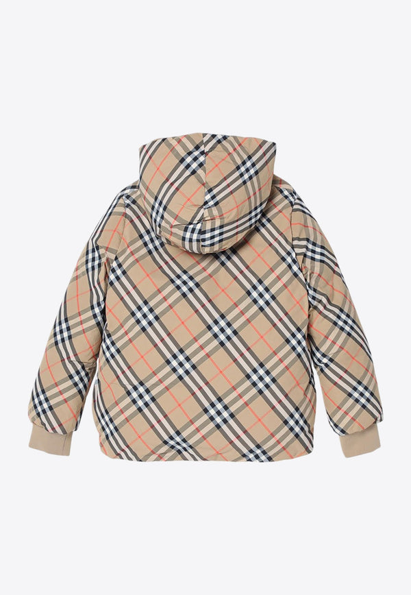 Girls Reversible Checked Puffer Jacket