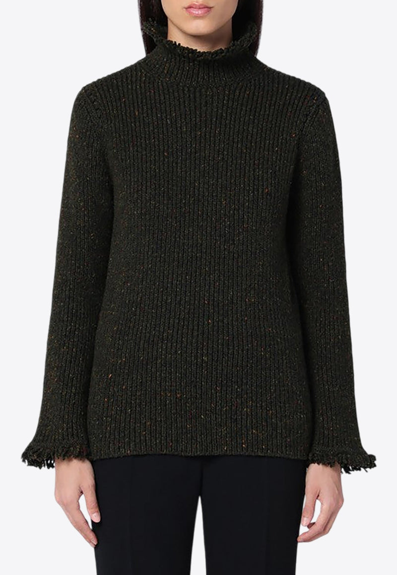 High-Neck Ribbed Wool Sweater