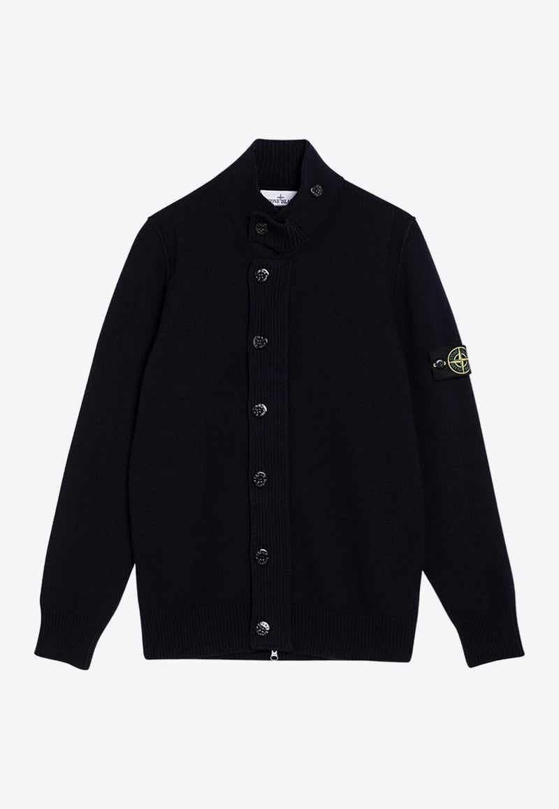 Logo Patch Knitted Wool Cardigan
