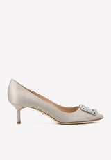 Hangisi 50 Crystal Buckle Satin Pumps