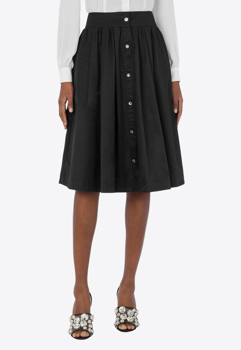 High-Waist A-line Midi Skirt