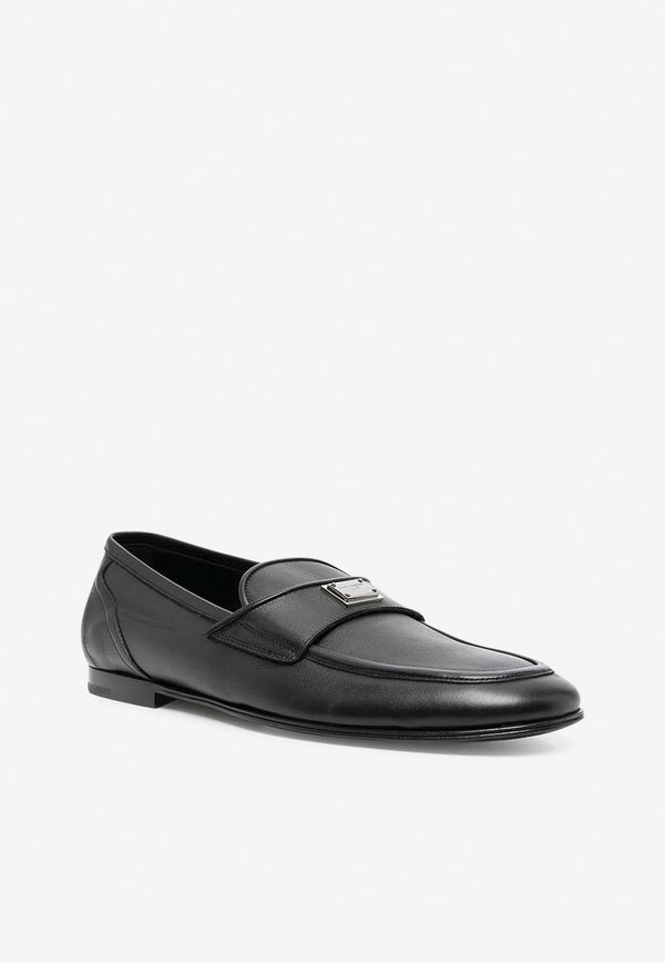 Logo-Plaque Leather Loafers