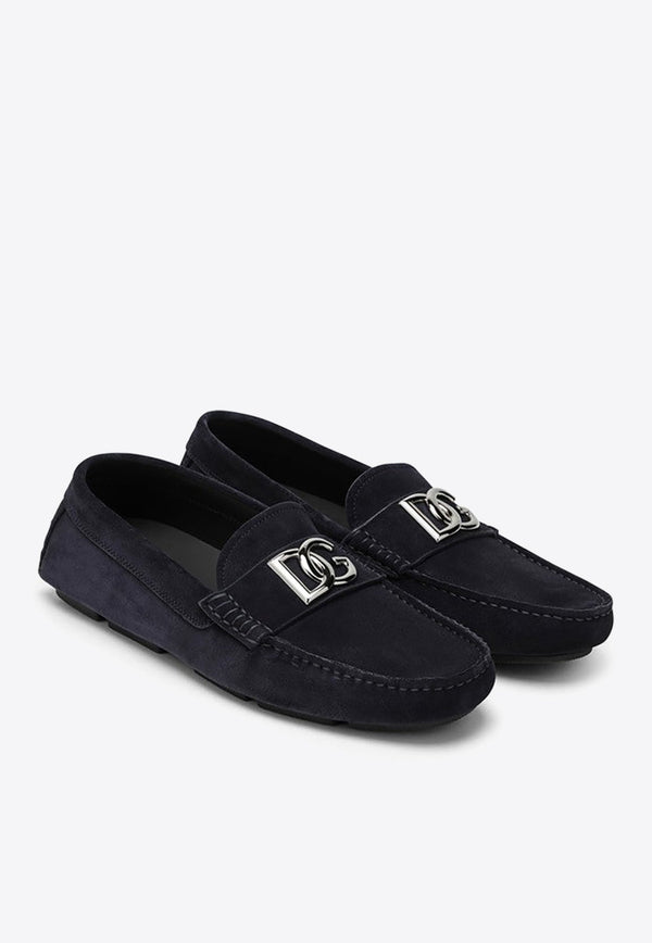 Logo-Plaque Suede Loafers