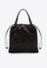 Large Basket Net Leather Shoulder Bag