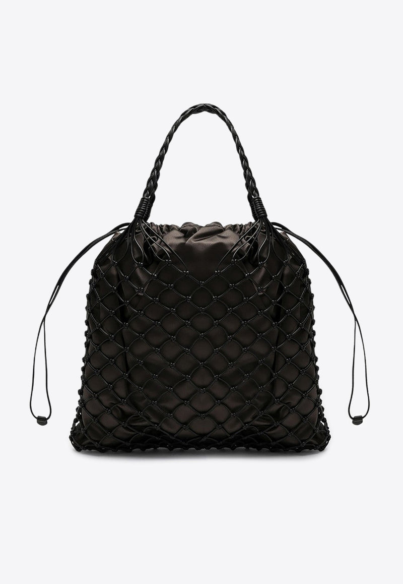 Large Basket Net Leather Shoulder Bag