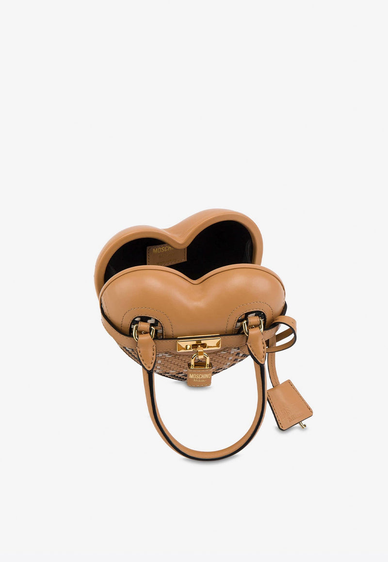 Heart-Shaped Leather Top Handle Bag