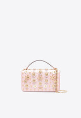 Floral Beaded Leather Shoulder Bag