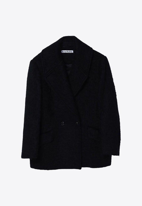 Double-Breasted Wool Blend Short Coat