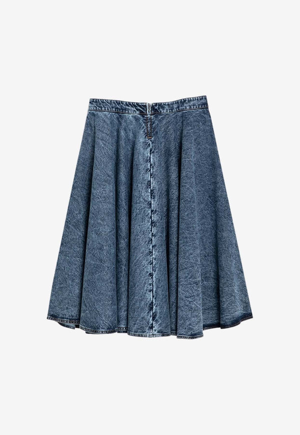 Flared Midi Denim Skirt