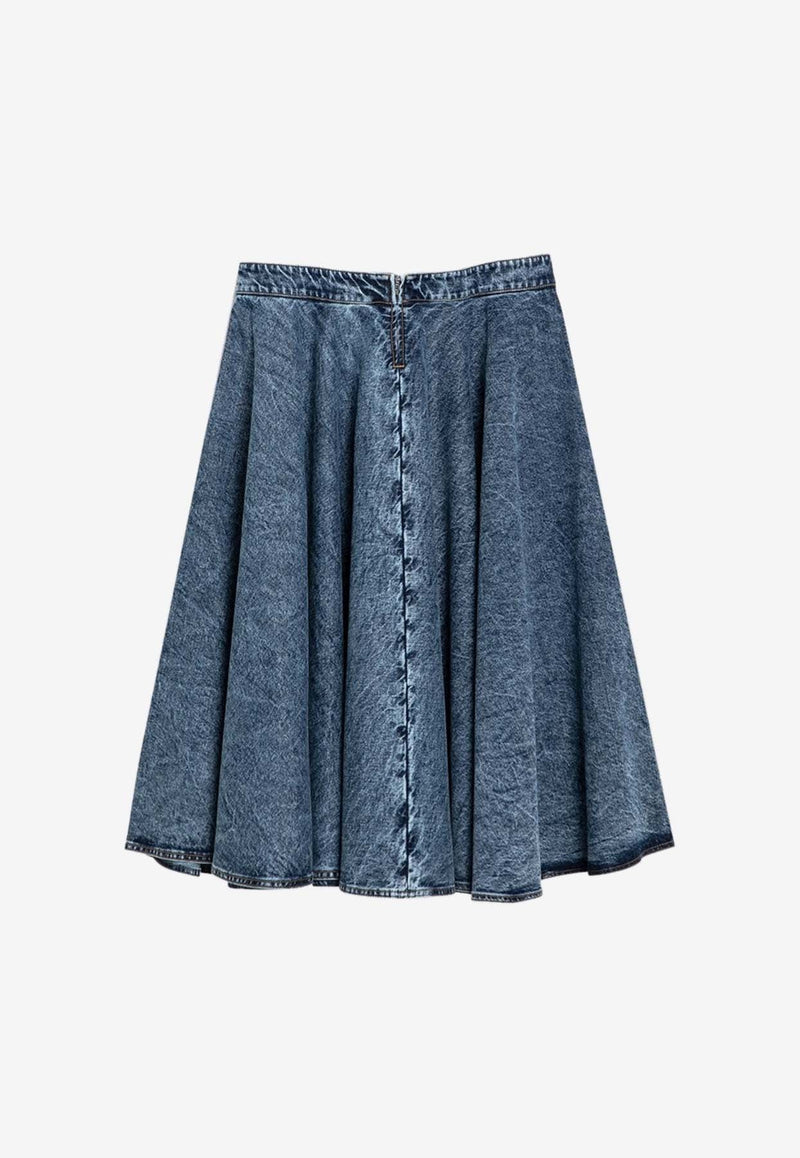 Flared Midi Denim Skirt