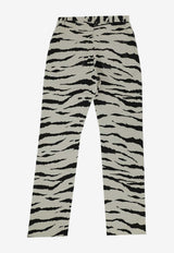 All-Over Zebra Print Straight-Leg Pants