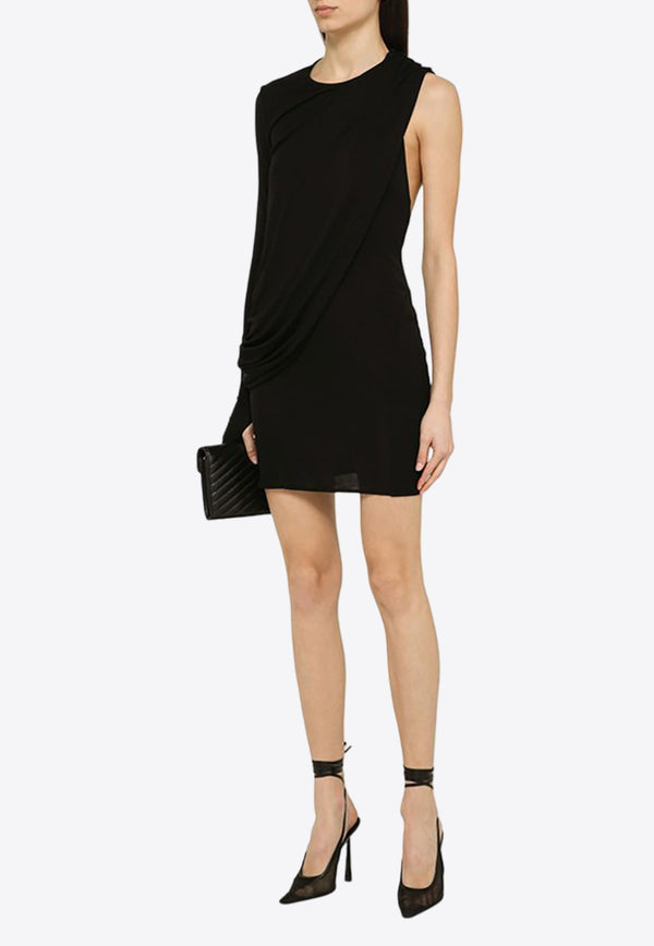Draped Viscose One-Shoulder Mini Dress