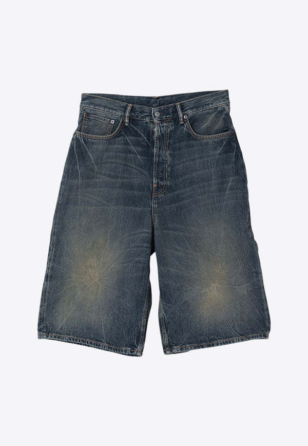 Washed Denim Bermuda Shorts