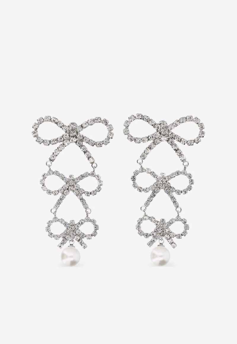 Tiered Crystal Bow Drop Earrings