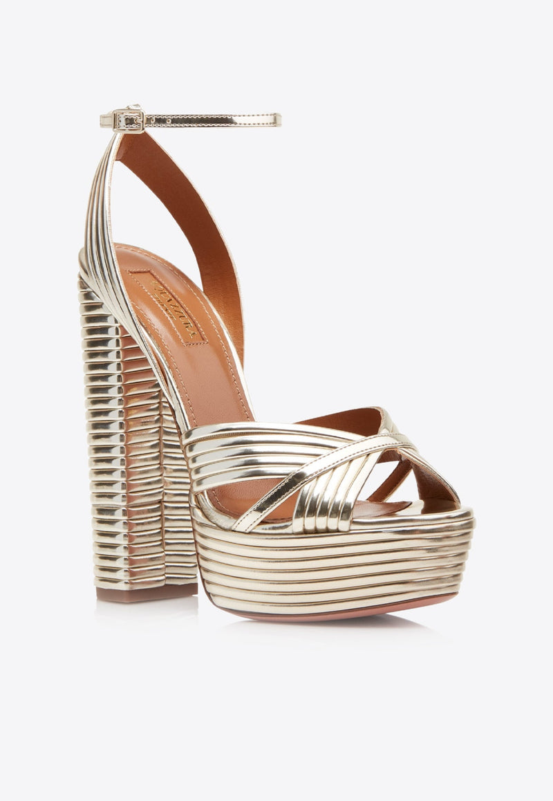 Sundance Plateau 140 Platform Sandals in Mirrored Leather