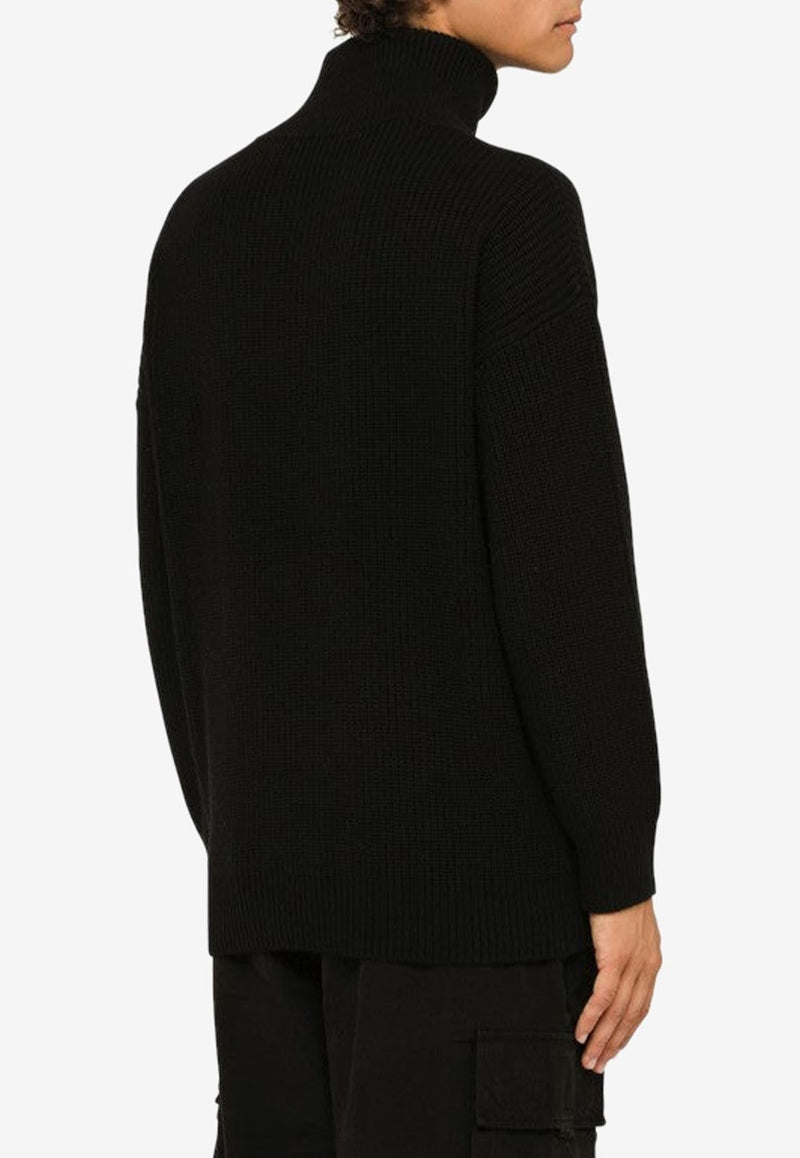 Logo Stitched Turtleneck Sweater