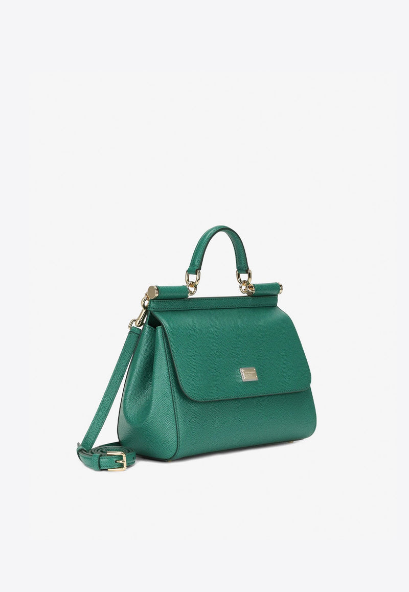 Large Sicily Top Handle Bag in Dauphine Leather