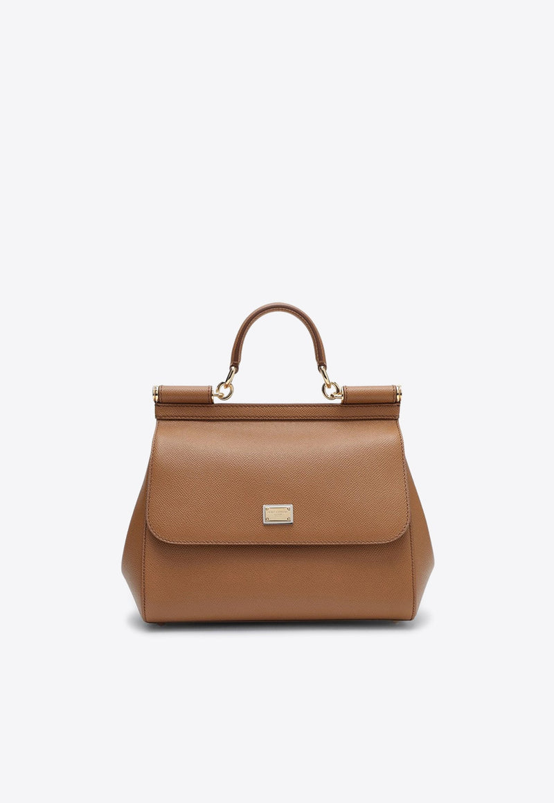 Large Sicily Top Handle Bag in Dauphine Leather