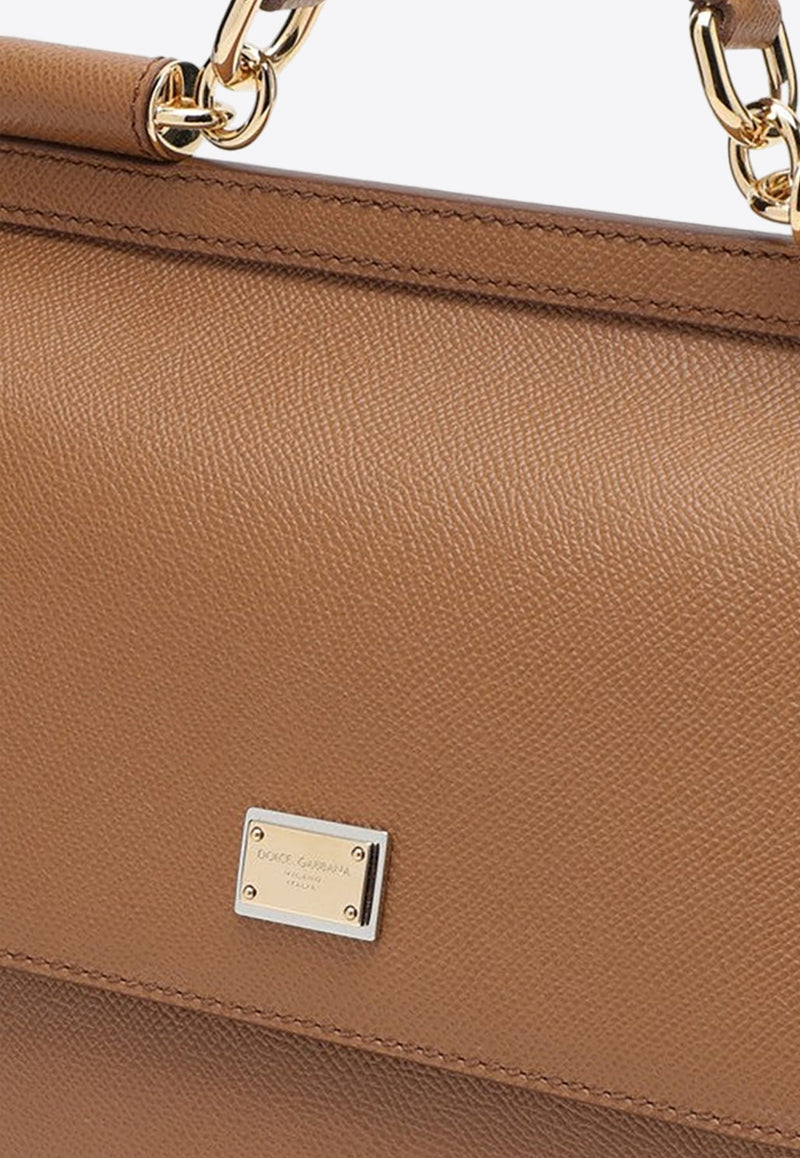 Large Sicily Top Handle Bag in Dauphine Leather