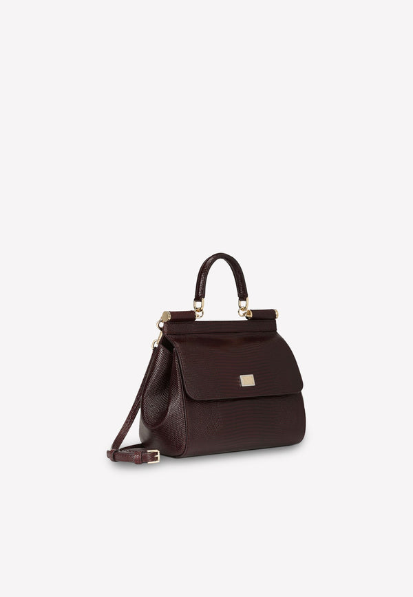 Medium Sicily Top Handle Bag in Dauphine Leather