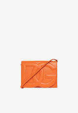 Logo Embossed Crossbody Bag in Calf Leather