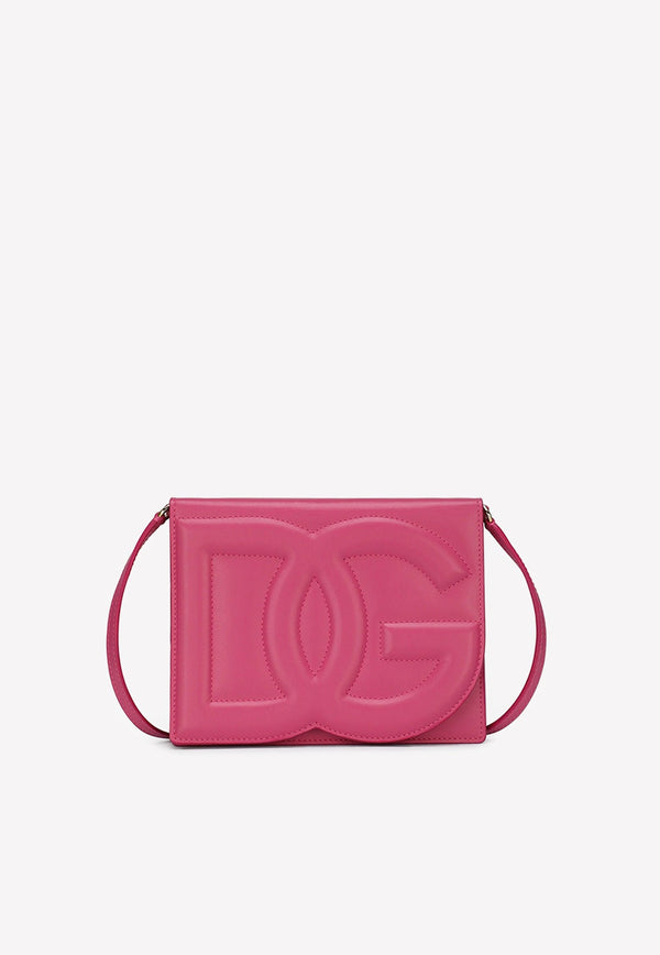 Logo Embossed Crossbody Bag in Calf Leather