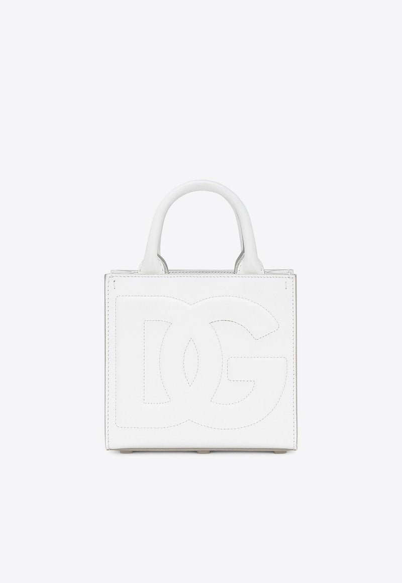 Mini DG Logo Daily Calf Leather Tote Bag