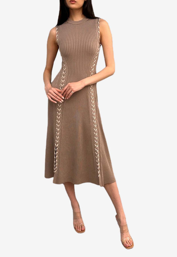 Lorena Lace-Up Knitted Midi Dress