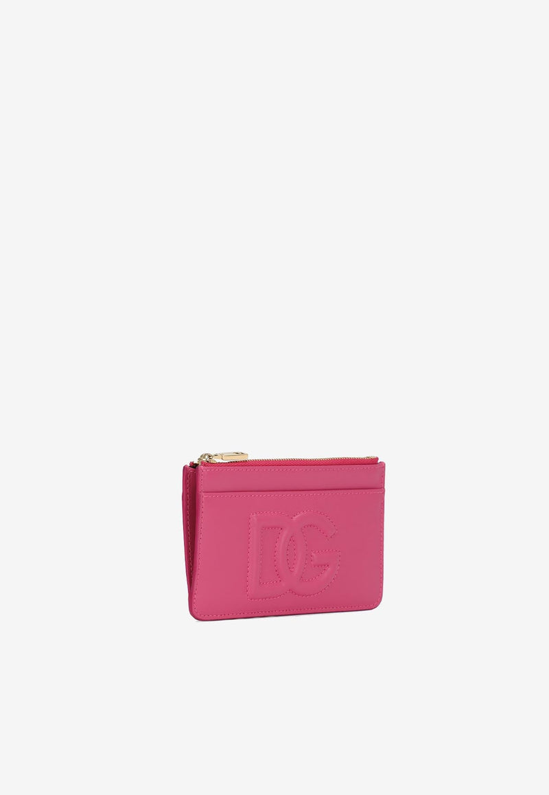 Medium DG Logo Zip Cardholder in Calf Leather