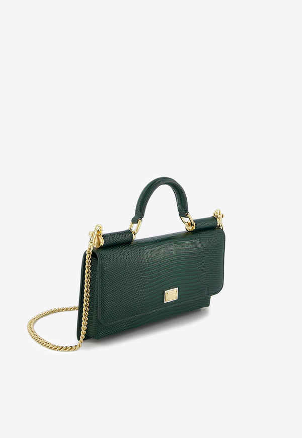 Mini Sicily Iguana-Print Leather Top Handle Bag