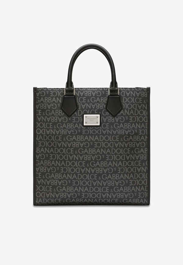 Medium Coated Logo Jacquard Tote Bag