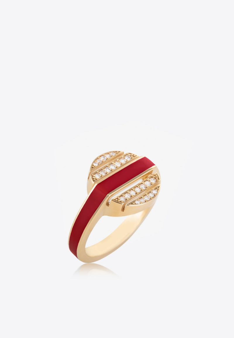 Sweet Collection 18-karat Yellow Gold Ring with Enamel and White Diamonds